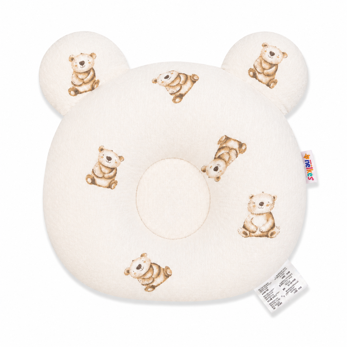 Mušelínový tvarovaný polštářek Medvídek, béžová