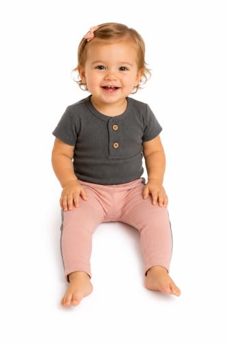 Mamatti Kojenecké legíny s lampasy, Květinka - pudrová
