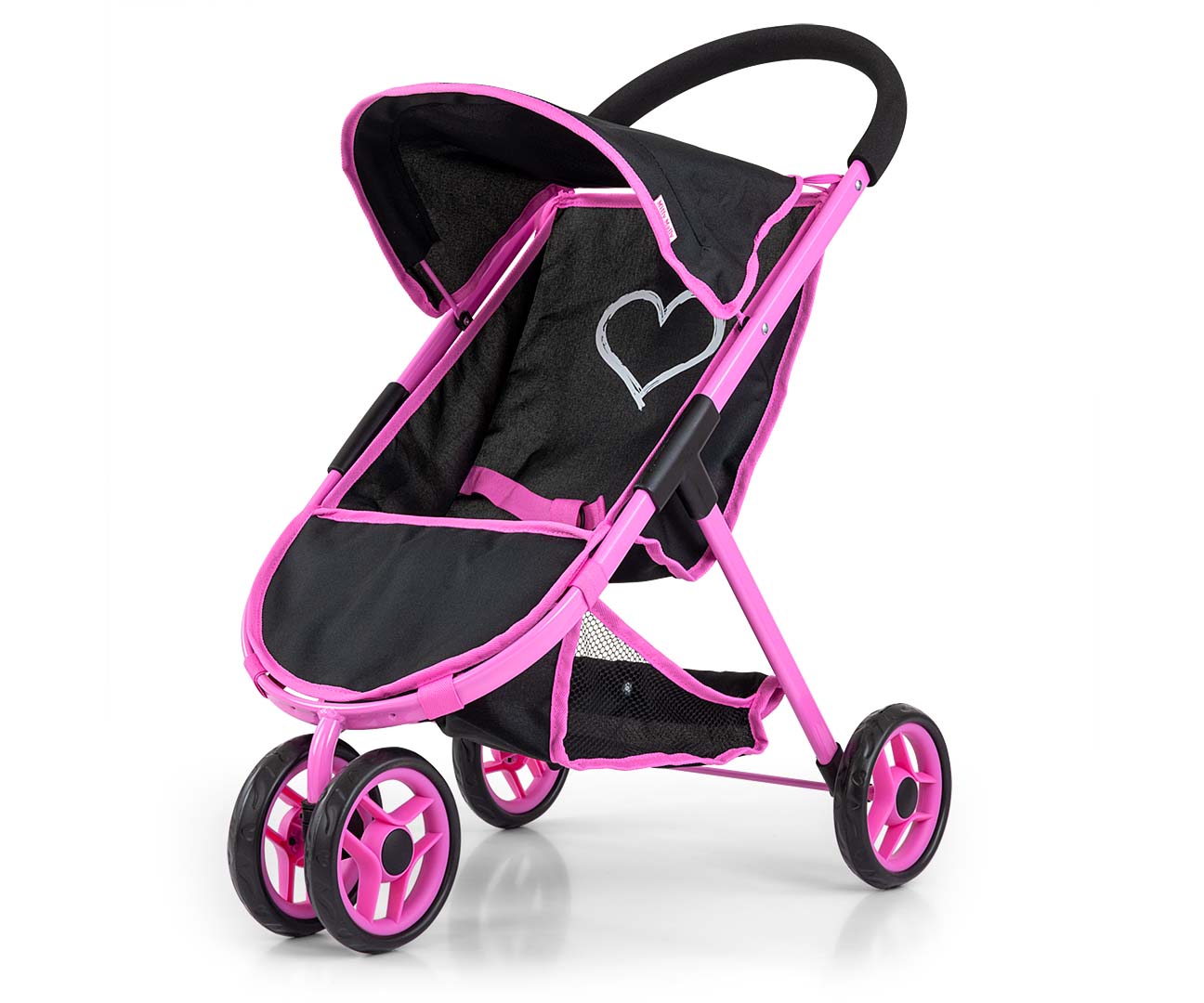 Sportovní kočárek pro panenky Susie – černý, růžový