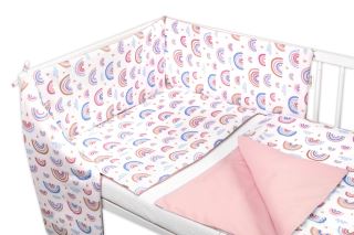 Mantinel s povlečením 3D, Duha, pastelová s potiskem/pudrová, Baby Nellys Mantinel s povlečením 3D, Duha, pastelová s potiskem/pudrová, Baby Nellys