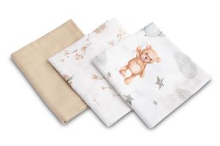 Mušelínové měkké plenky LUX, 3ks, Bear, bílá/béžová (574904)