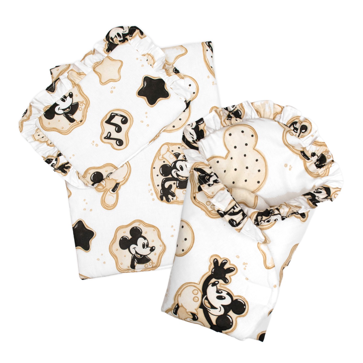 Sada pro panenku 3D - zavinovačka, peřinka a polštářek, Myška retro