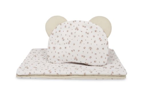 Set do kočárku Rose, bavlněný 54 × 74 cm + polštářek 28 × 36 cm, béžový