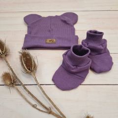 Stylová čepička s oušky s botičkami, 2D - purple (1)