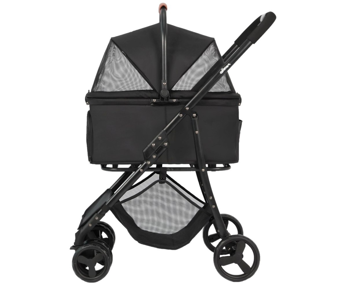 Qppet Bobbie Pet Stroller – kočárek pro psy a kočky černý, do 15 kg, skládací