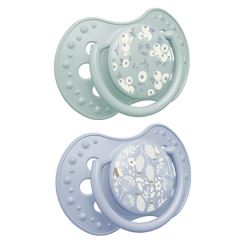 Dynamický dudlík 3–6 m, 2 ks, silikonový, symetrický, nenarušuje sací reflex, Blossom blue (2)