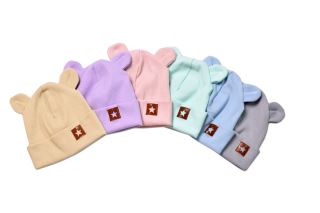 Baby Nellys Žebrovaná dvouvrstvá čepice s oušky TEDDY - béžová (2)
