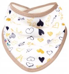 Dětský bryndáček/šátek Akuku - Srdíčka, béžovo/bílý