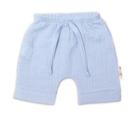 Baby Nellys 2-dílná mušelínová soupravička, tričko + kraťasky BOY, světle modrá (2)