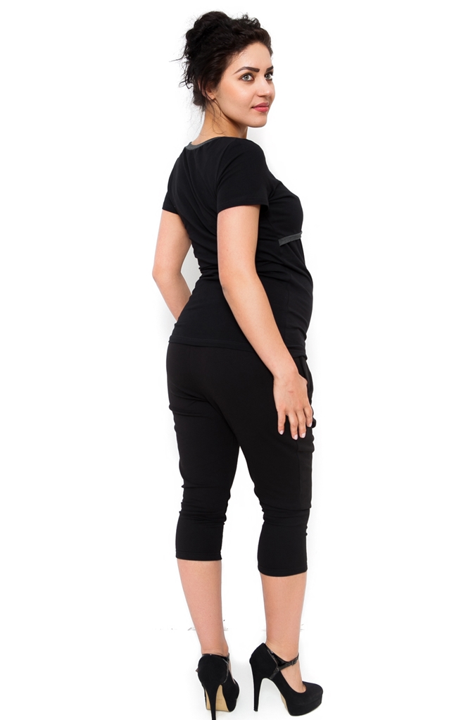 Be MaaMaa Těhotenské teplákové kalhoty Tonya  3/4  - černé, vel. S