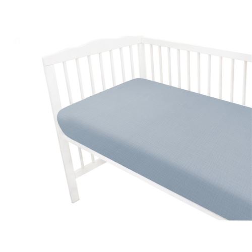 Mušelínové prostěradlo do postýlky 60 x 120 NATURE double - jeans (1)
