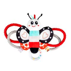 Chrastítko motýlek pro miminka – smyslová hračka od narození, bílá, červená, černá