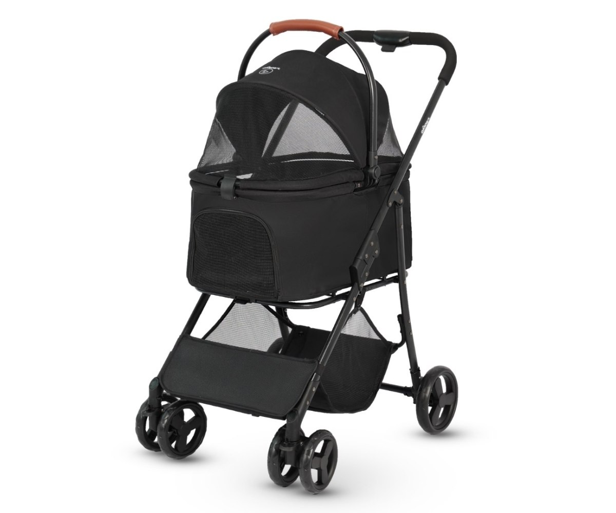 Qppet Bobbie Pet Stroller – kočárek pro psy a kočky černý, do 15 kg, skládací