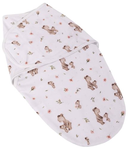 Bavlněný zavinovací vak, zavinovačka Premium  Mommy Bear, bílá/hnědá