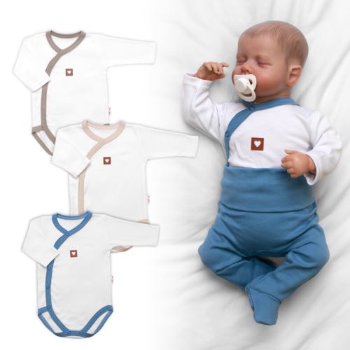 Rostoucí výhodná sada, 3x Body zap. bokem Nature - modrá/béžová/taupe (5)