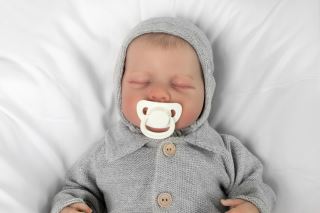 Pletená čepička na zavazování bonetka Boy, Hand Made Baby Nellys, šedá (3)