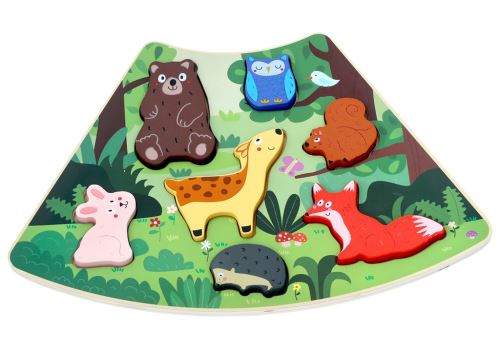 Dřevěné puzzle Lesní zvířátka propojitelné, 7 dílů