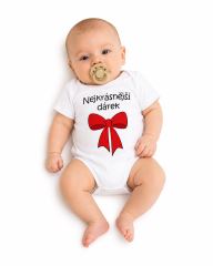 Body krátký rukáv s vtipným textem Baby Nellys, Nejkrásnější dárek, bílé