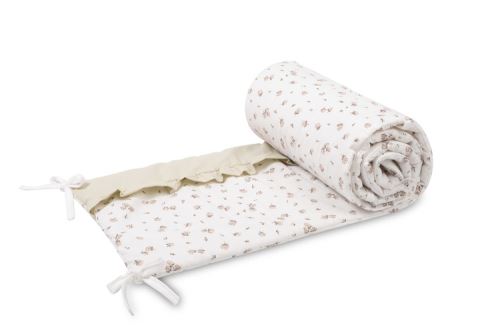 Mantinel do postýlky Rose Beige bavlněný s volánem 180 × 30 cm