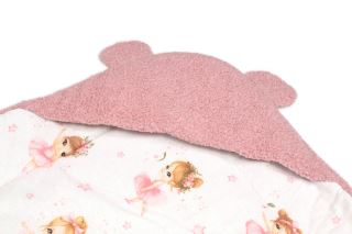 Beránková zavinovačka s kapucí bavlna/beránek, Teddy Boucle - Baletka, pudrově růžová (1)