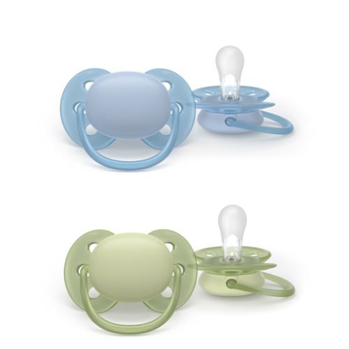 Silikonový dudlík Soft, 0-6m, Den a noc, modrý, zelený (3)