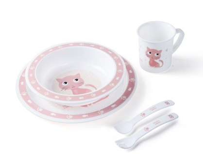 Canpol babies Plastová sada nádobí Cute Animals - Kočička