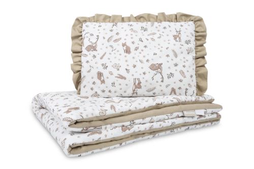 Set do postýlky Forest bavlněný 75 × 95 cm + polštářek 25 × 35 cm, béžová