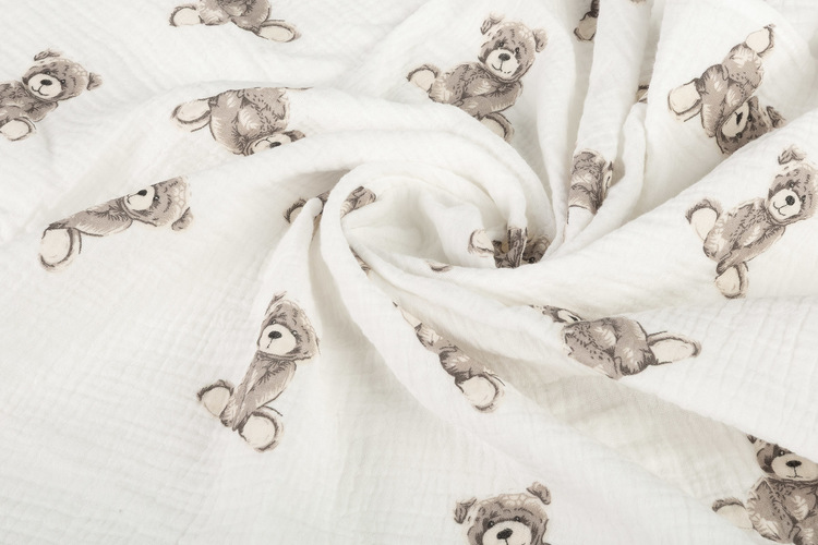 Mušelínové pleny krešované 60×75 cm Teddy Pink – sada 2 ks