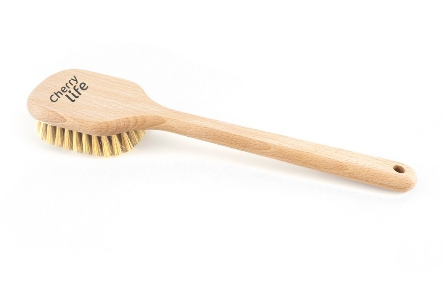 Dřevěný masážní kartáč s rukojetí a pevným vlasem Tampico, přírodní