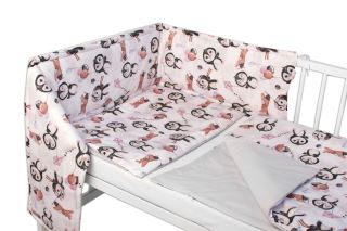 Baby Nellys 3-dílná sada Mantinel s povlečením - Tučňáci, bílá/šedá Baby Nellys 3-dílná sada Mantinel s povlečením - Tučňáci, bílá/šedá