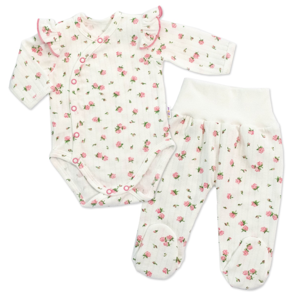 Zavinovací body + polodupačky, 2D sada, Amélie, bílá/růžová