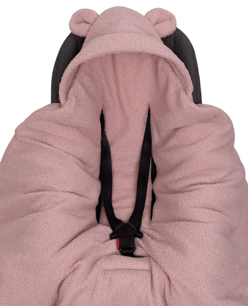 Oteplený fusák, deka s kapucí do autosedačky Beránek, Baby Nellys - pudrová, růžová