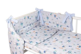 BABY NELLYS 3-dílná sada Mantinel s povlečením, Liška a zajíc, modré BABY NELLYS 3-dílná sada Mantinel s povlečením, Liška a zajíc, modré