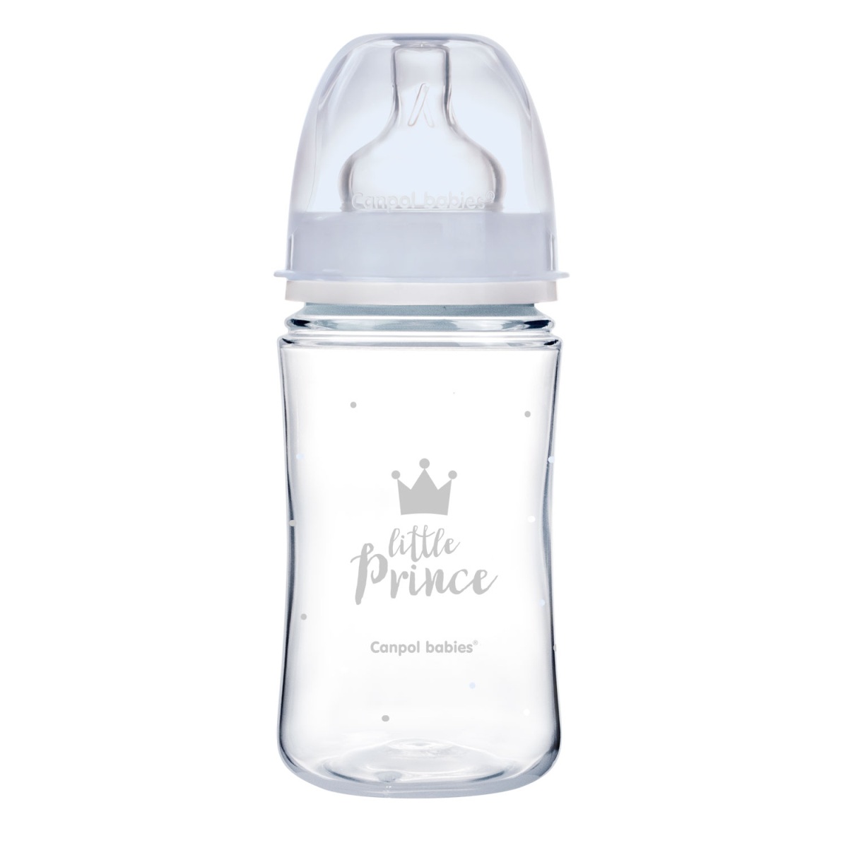 Dárková sada Little Prince Canpol Babies 6–18m – lahvička, dudlíky, řetízek + taška zdarma
