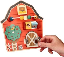 Aktivní montesori edukační dřevěná tabule, Farma - červená (5)