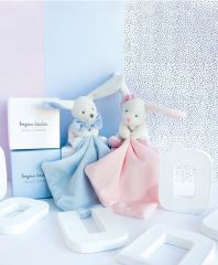 Doudou Dárková sada modrá - králíček s muchláčkem 10 cm (3)