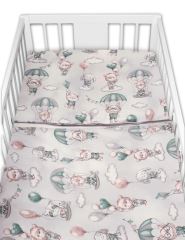 BABY NELLYS 3-dílná sada Mantinel s povlečením, Létající zvířátka, zelený (1)