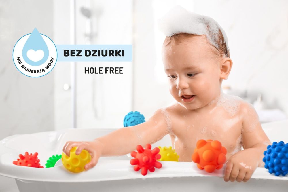 Tullo Senzorické míčky barevné 8 ks bez dírek – 59–77 mm, 0m+