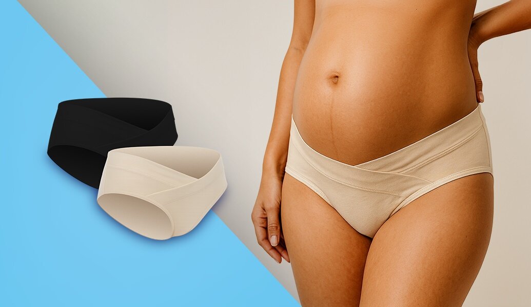 Kalhotky pro těhotné Canpol babies MumFit pohodlné 2 ks, černé, béžové - XL