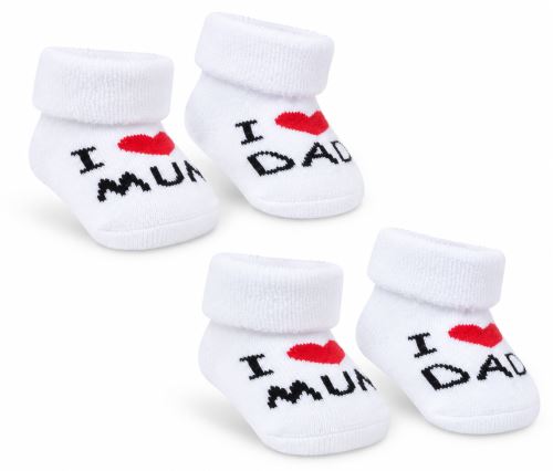 Kojenecké froté ponožky MUM&DAD, sada 2 páry, bílé