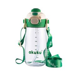 Dětská láhev na pití se slámkou, bidon 480 ml green – do školy, na sport i výlety Dětská láhev na pití se slámkou, bidon 480 ml green – do školy, na sport i výlety