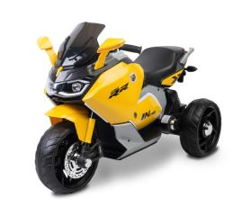 Elektrická tříkolová motorka pro děti TOYZ – 2 motory, LED, USB, žlutá