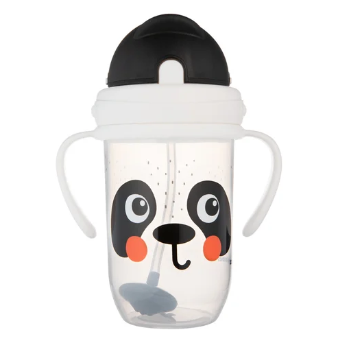 Hrnek netekoucí s brčkem a závažím Canpol babies 270 ml, Panda