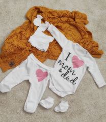 5-ti dílná soupravička do porodnice I love mom & dad, unisex (4)