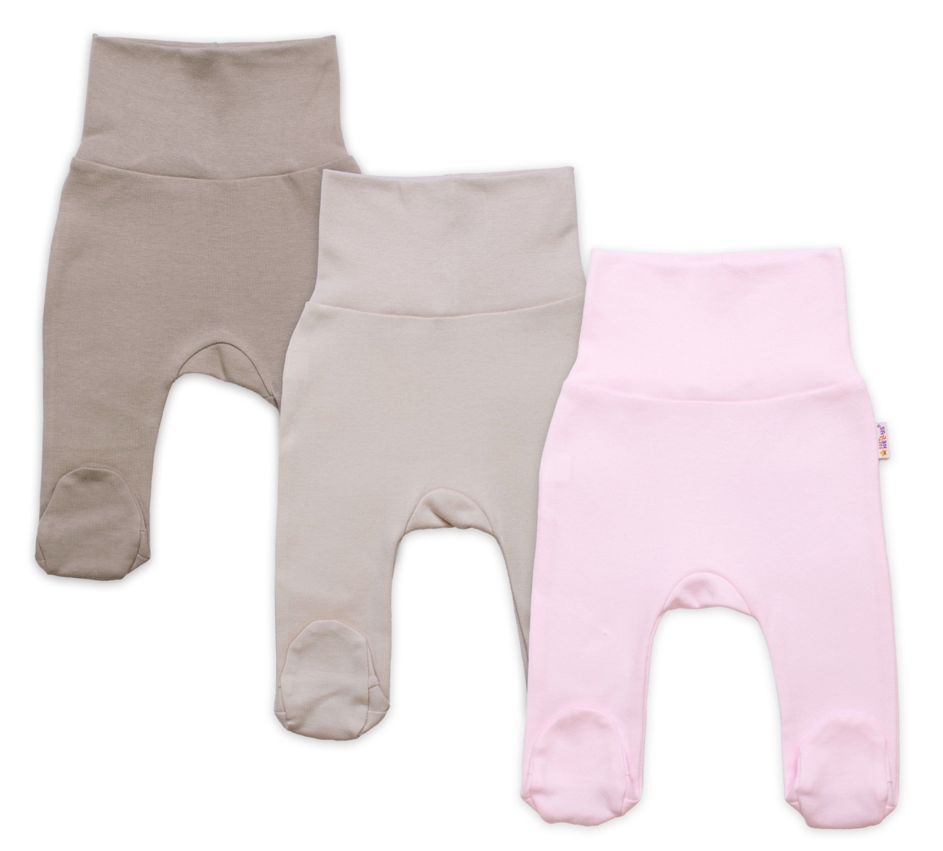 Rostoucí výhodná sada, 3x polodupačky pro miminko Nature - růžová/béžová/taupe, vel. 62/68