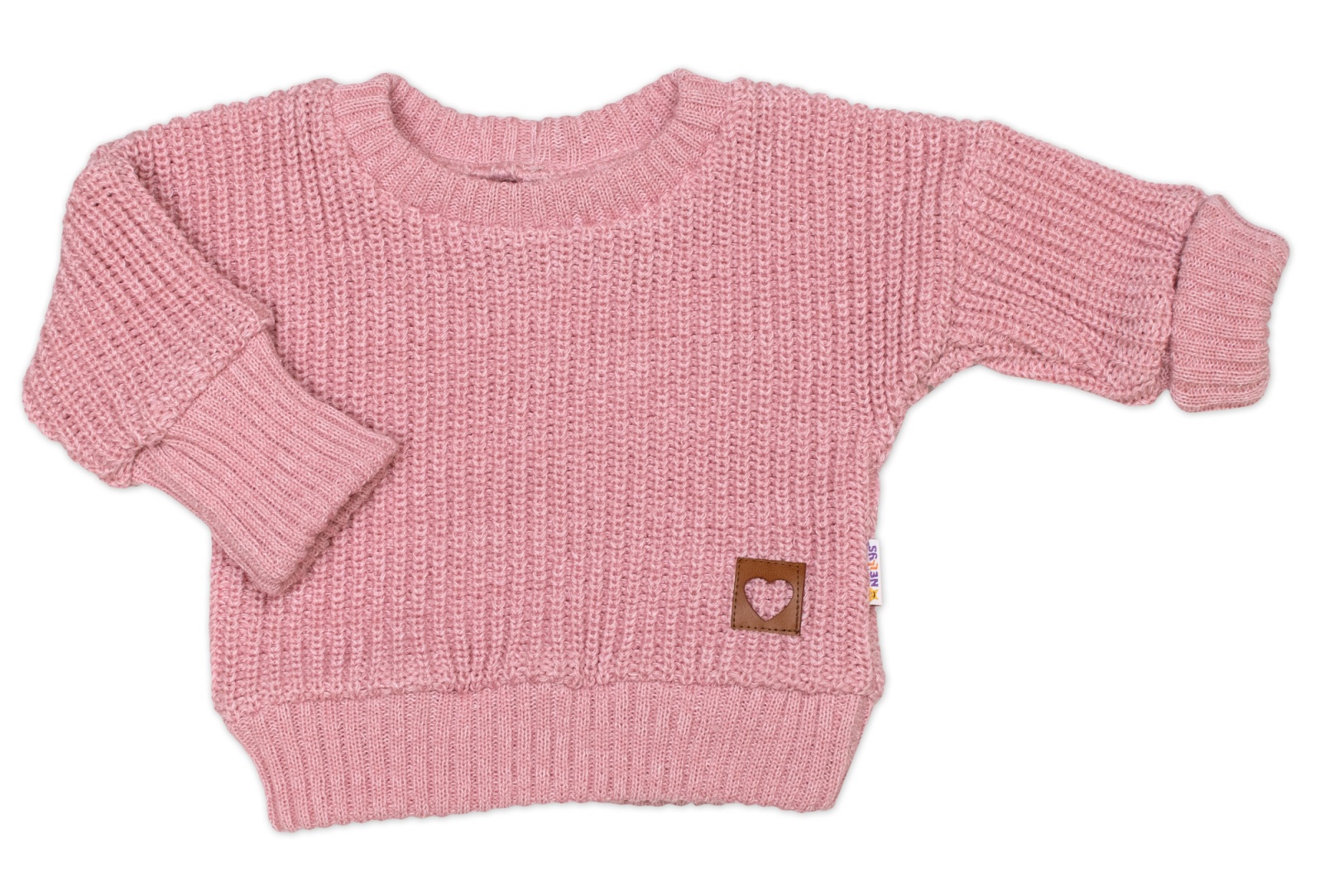 Rostoucí oversize pletený svetřík pro miminko, starorůžová, 80/86
