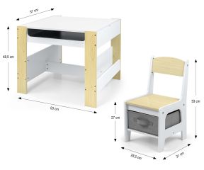 Sada nábytku pro děti - bílá, přírodní (3)