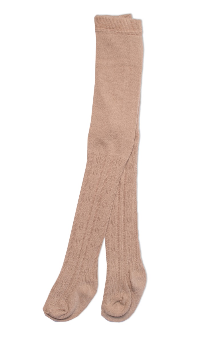 Dětské punčocháče bavlněné s žakárovým vzorem, pískové, vel. 116/122