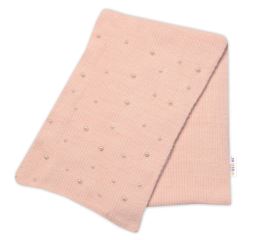Zimní čepice s bambulí + šál, Pearls, Baby Nellys - pudrově růžová, vel. 54/58 (2)