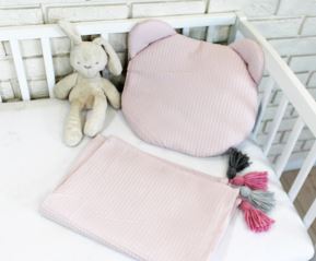 Baby Nellys Dětská vaflová 2 dílná sada Medvídek - starorůžová (2)